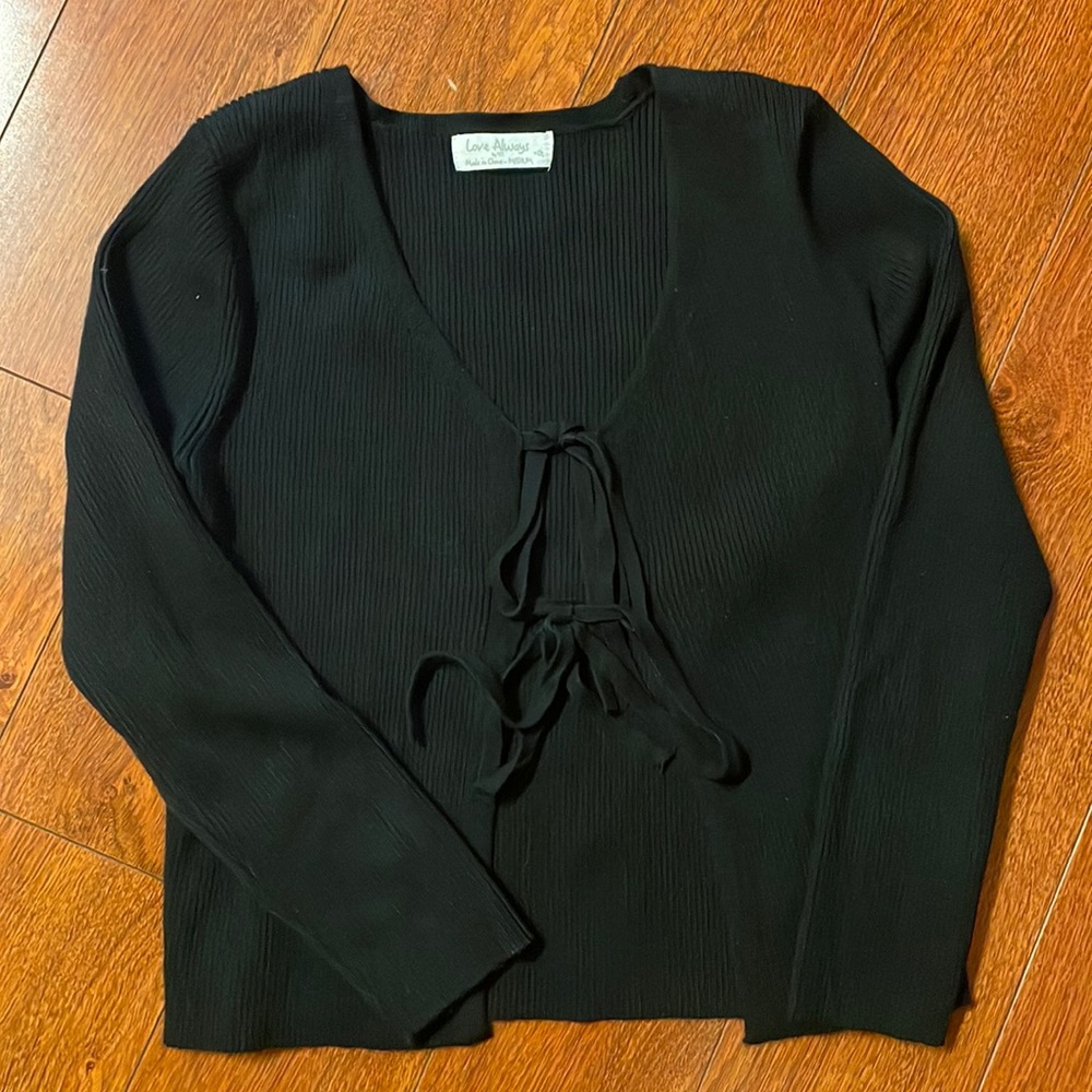 Black open tie up cardigan